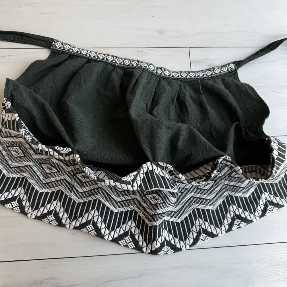 Vintage Mayatex Guatemalan Half Apron Hand Woven Green Cotton W/ Pockets